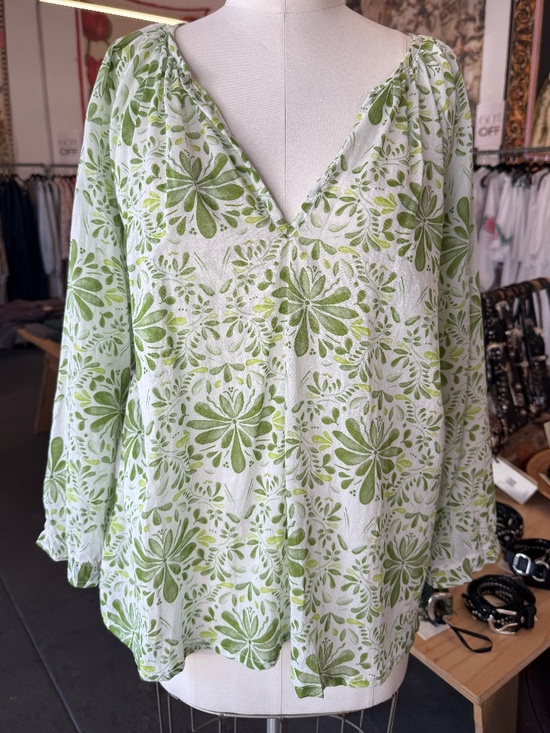 Nimbu Tops - Nimbu Long Sleeve Blouse in Bel Avocado